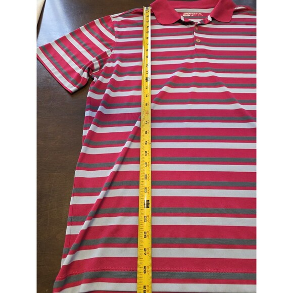Mens Nike Golf Performance Dri Fit Hot Pink Grey Striped Polo Shirt XL Swoosh - Picture 7 of 9